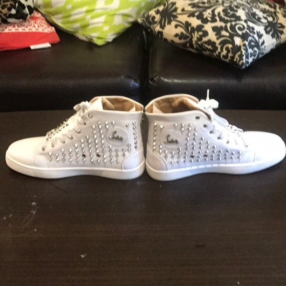 White Studded Louboutin Shoes - Picture 3 of 6